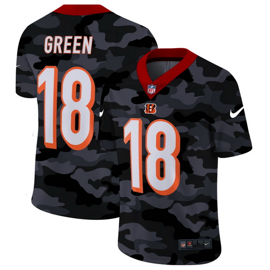 Cincinnati Bengals 18 A J  Green Men Nike 2020 Black CAMO Vapor Untouchable Limited Stitched NFL Jer