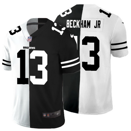 Cleveland Browns 13 Odell Beckham Jr  Men Black V White Peace Split Nike Vapor Untouchable Limited N