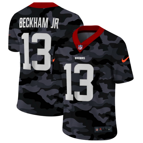 Cleveland Browns 13 Odell Beckham Jr  Men Nike 2020 Black CAMO Vapor Untouchable Limited Stitched NF