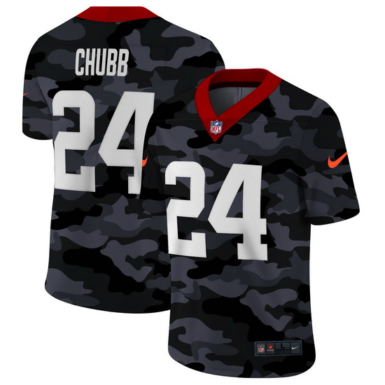 Cleveland Browns 24 Nick Chubb Men Nike 2020 Black CAMO Vapor Untouchable Limited Stitched NFL Jerse