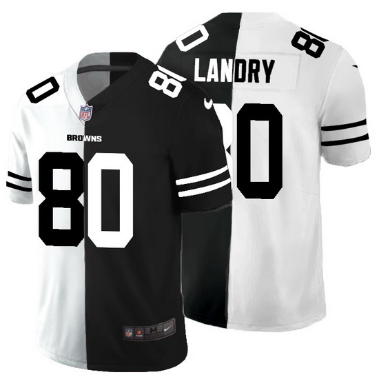 Cleveland Browns 80 Jarvis Landry Men Black V White Peace Split Nike Vapor Untouchable Limited NFL J