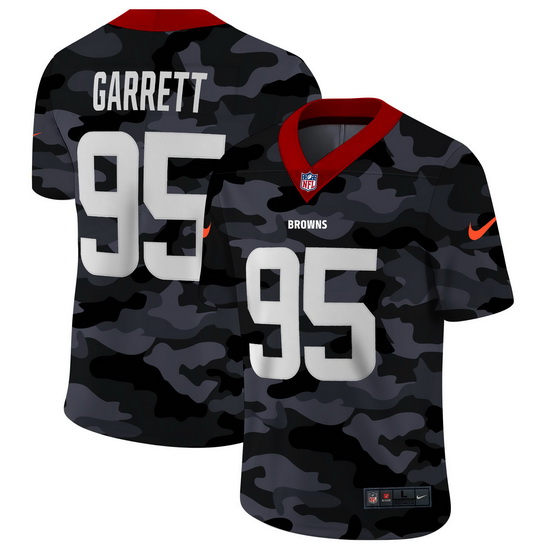 Cleveland Browns 95 Myles Garrett Men Nike 2020 Black CAMO Vapor Untouchable Limited Stitched NFL Je