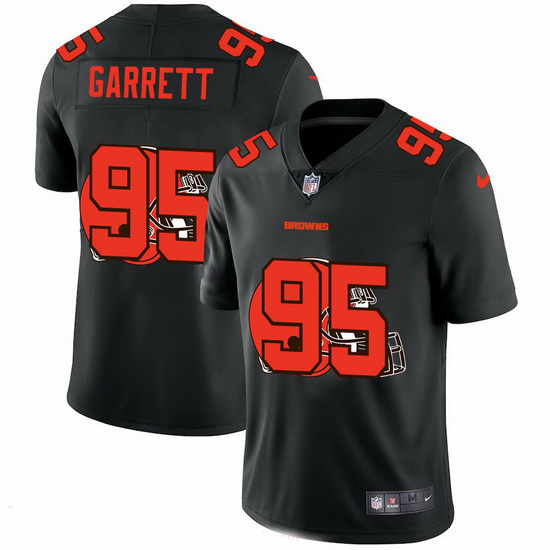 Cleveland Browns 95 Myles Garrett Men Nike Team Logo Dual Overlap Limited NFL Jersey Black