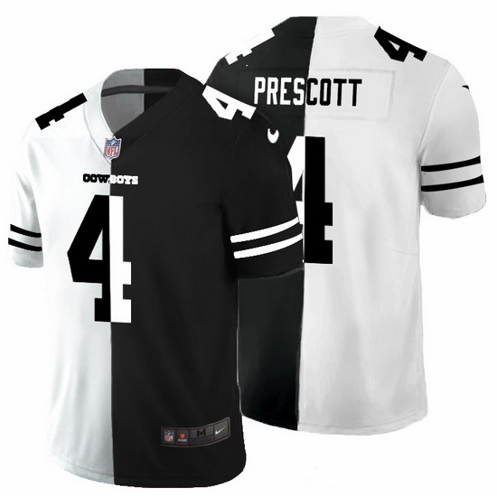 Dallas Cowboys 4 Dak Prescott Men Black V White Peace Split Nike Vapor Untouchable Limited NFL Jerse