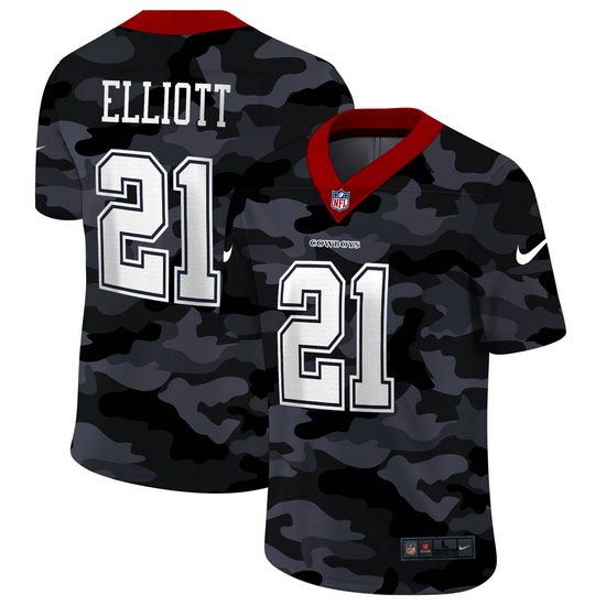 Dallas Cowboys 21 Ezekiel Elliott Men Nike 2020 Black CAMO Vapor Untouchable Limited Stitched NFL Je