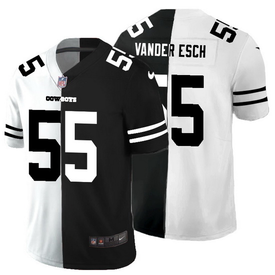 Dallas Cowboys 55 Leighton Vander Esch Men Black V White Peace Split Nike Vapor Untouchable Limited 