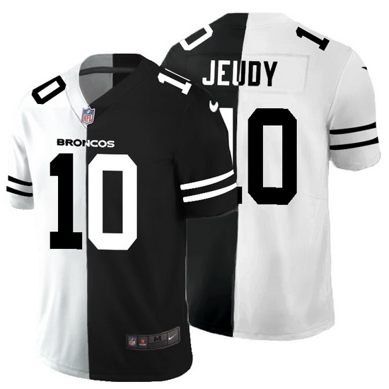 Denver Broncos 10 Jerry Jeudy Men Black V White Peace Split Nike Vapor Untouchable Limited NFL Jerse