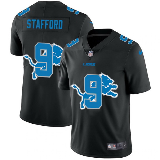 Detroit Lions 9 Matthew Stafford Men Nike Team Logo Dual Overlap Limited NFL Jersey Black