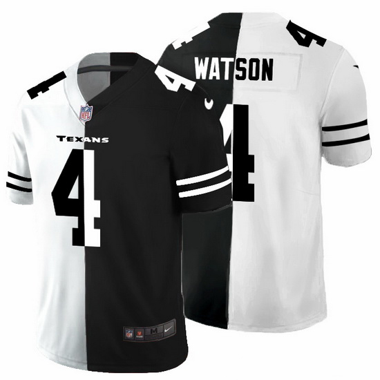 Houston Texans 4 Deshaun Watson Men Black V White Peace Split Nike Vapor Untouchable Limited NFL Jer