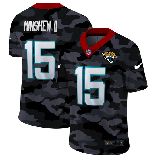 Jacksonville Jaguars 15 Gardner Minshew II Men Nike 2020 Black CAMO Vapor Untouchable Limited Stitch