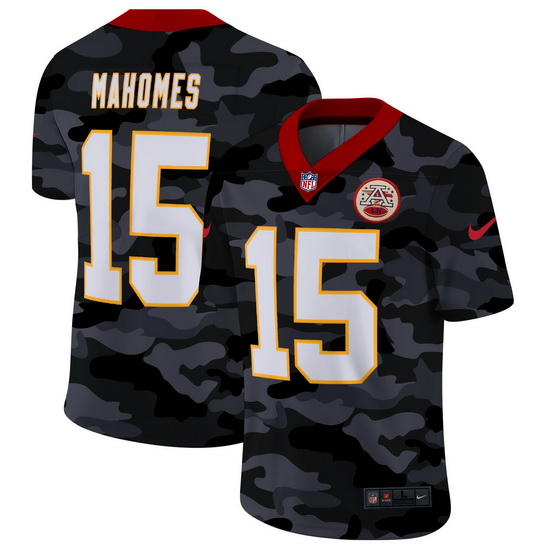 Kansas City Chiefs 15 Patrick Mahomes Men Nike 2020 Black CAMO Vapor Untouchable Limited Stitched NF