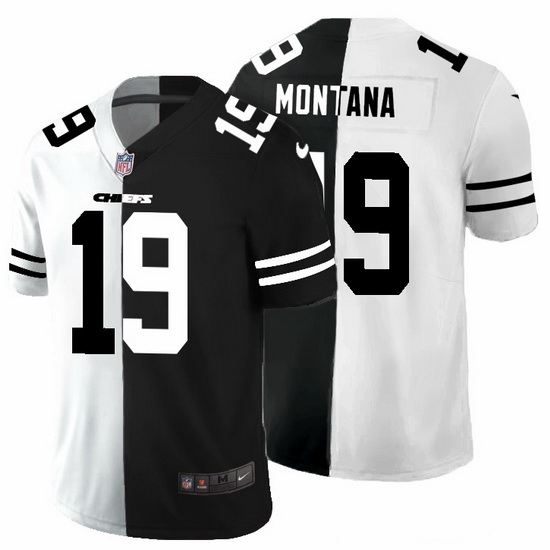 Kansas City Chiefs 19 Joe Montana Men Black V White Peace Split Nike Vapor Untouchable Limited NFL J