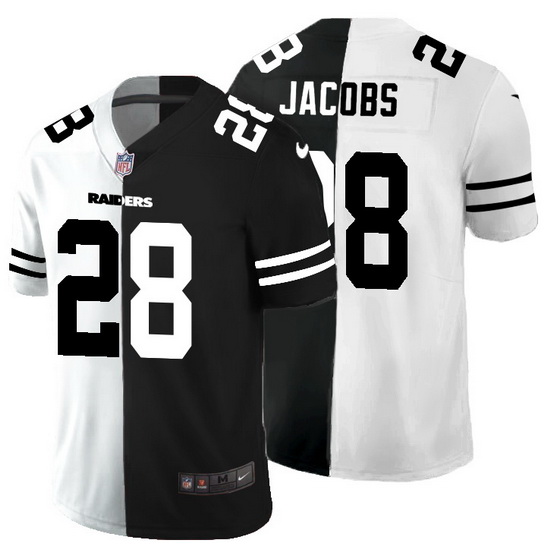 Las Vegas Raiders 28 Josh Jacobs Men Black V White Peace Split Nike Vapor Untouchable Limited NFL Je