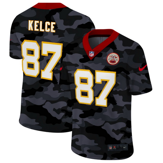 Kansas City Chiefs 87 Travis Kelce Men Nike 2020 Black CAMO Vapor Untouchable Limited Stitched NFL J