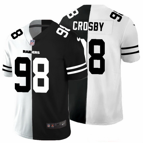 Las Vegas Raiders 98 Maxx Crosby Men Black V White Peace Split Nike Vapor Untouchable Limited NFL Je