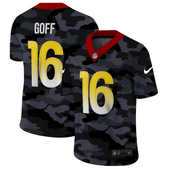 Los Angeles Rams 16 Jared Goff Men Nike 2020 Black CAMO Vapor Untouchable Limited Stitched NFL Jerse