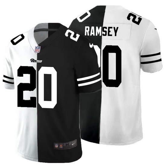 Los Angeles Rams 20 Jalen Ramsey Men Black V White Peace Split Nike Vapor Untouchable Limited NFL Je