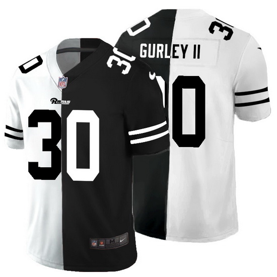 Los Angeles Rams 30 Todd Gurley II Men Black V White Peace Split Nike Vapor Untouchable Limited NFL 