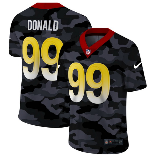 Los Angeles Rams 99 Aaron Donald Men Nike 2020 Black CAMO Vapor Untouchable Limited Stitched NFL Jer