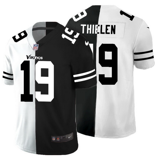 Minnesota Vikings 19 Adam Thielen Men Black V White Peace Split Nike Vapor Untouchable Limited NFL J