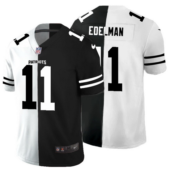 New England Patriots 11 Julian Edelman Men Black V White Peace Split Nike Vapor Untouchable Limited 