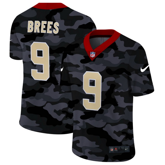 New Orleans Saints 9 Drew Brees Men Nike 2020 Black CAMO Vapor Untouchable Limited Stitched NFL Jers