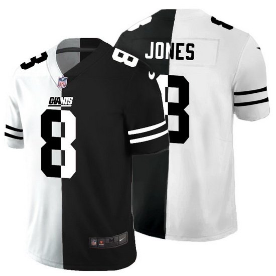 New York Giants 8 Daniel Jones Men Black V White Peace Split Nike Vapor Untouchable Limited NFL Jers