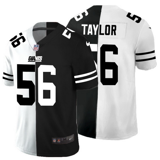 New York Giants 56 Lawrence Taylor Men Black V White Peace Split Nike Vapor Untouchable Limited NFL 