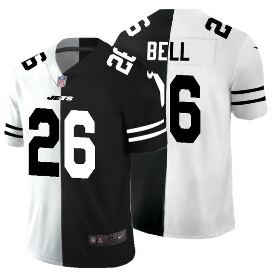 New York Jets 26 Le 27Veon Bell Men Black V White Peace Split Nike Vapor Untouchable Limited NFL Jer