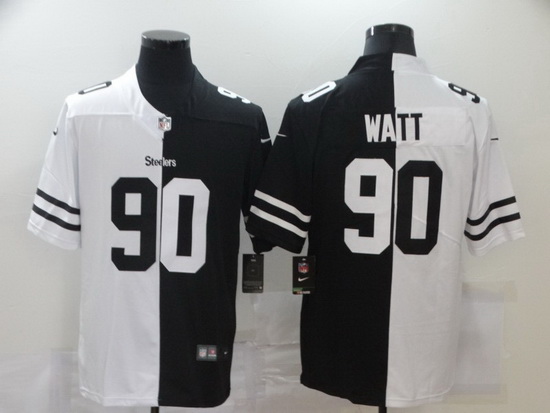 Nike Steelers 90 T J  Watt Black And White Split Vapor Untouchable Limited Jersey