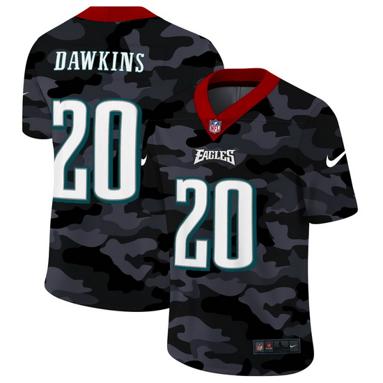 Philadelphia Eagles 20 Brian Dawkins Men Nike 2020 Black CAMO Vapor Untouchable Limited Stitched NFL