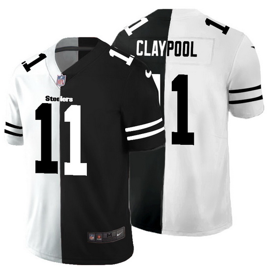 Pittsburgh Steelers 11 Chase Claypool Men Black V White Peace Split Nike Vapor Untouchable Limited N