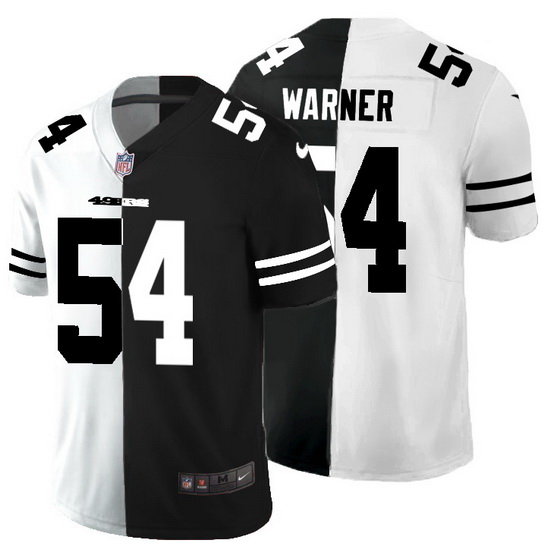 San Francisco 49ers 54 Fred Warner Men Black V White Peace Split Nike Vapor Untouchable Limited NFL 