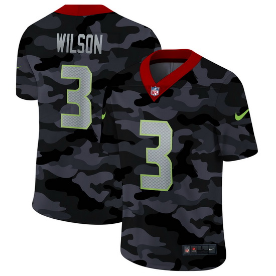 Seattle Seahawks 3 Russell Wilson Men Nike 2020 Black CAMO Vapor Untouchable Limited Stitched NFL Je