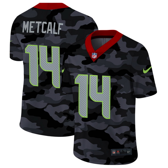 Seattle Seahawks 14 DK Metcalf Men Nike 2020 Black CAMO Vapor Untouchable Limited Stitched NFL Jerse