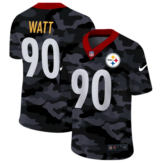 Pittsburgh Steelers 90 T J  Watt Men Nike 2020 Black CAMO Vapor Untouchable Limited Stitched NFL Jer