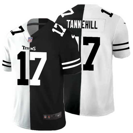 Tennessee Titans 17 Ryan Tannehill Men Black V White Peace Split Nike Vapor Untouchable Limited NFL 