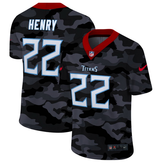 Tennessee Titans 22 Derrick Henry Men Nike 2020 Black CAMO Vapor Untouchable Limited Stitched NFL Je