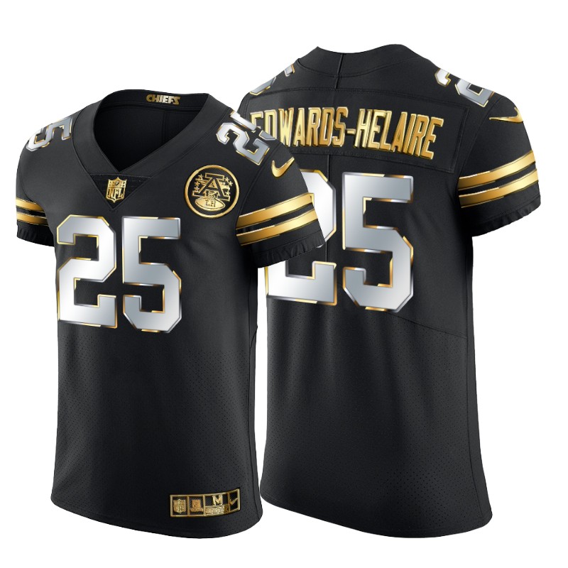 Kansas City Chiefs 25 Clyde Edwards Helaire Men Nike Black Edition Vapor Untouchable Elite NFL Jerse