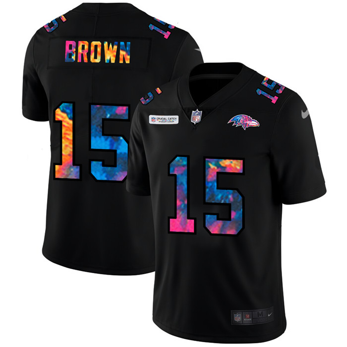 Baltimore Ravens 15 Marquise Brown Men Nike Multi Color Black 2020 NFL Crucial Catch Vapor Untouchab