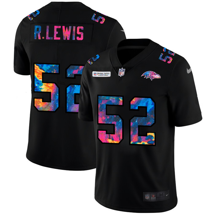 Baltimore Ravens 52 Ray Lewis Men Nike Multi Color Black 2020 NFL Crucial Catch Vapor Untouchable Li