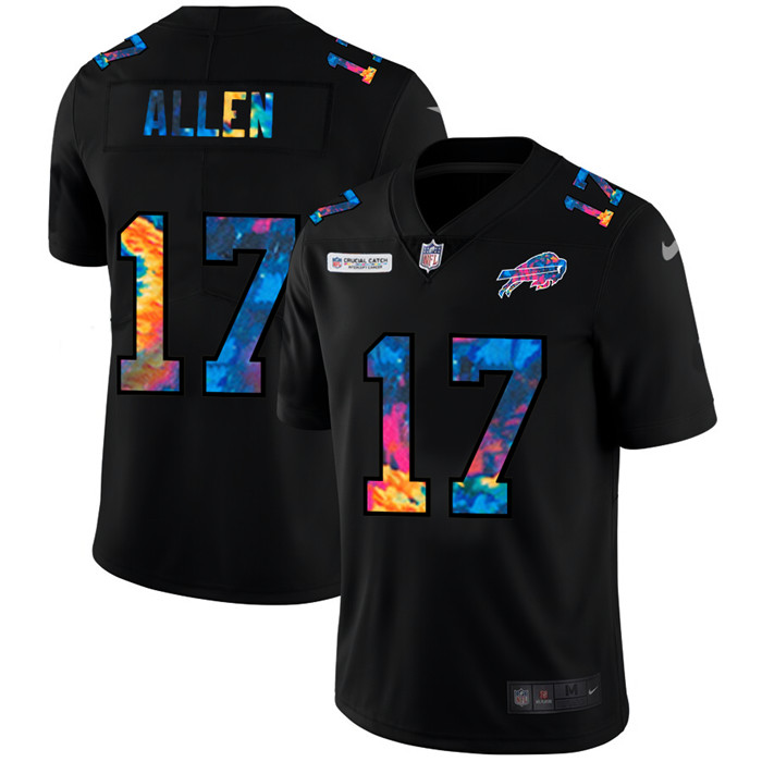 Buffalo Bills 17 Josh Allen Men Nike Multi Color Black 2020 NFL Crucial Catch Vapor Untouchable Limi