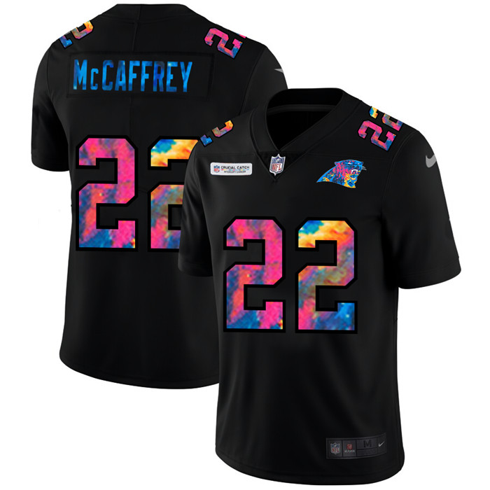 Carolina Panthers 22 Christian McCaffrey Men Nike Multi Color Black 2020 NFL Crucial Catch Vapor Unt