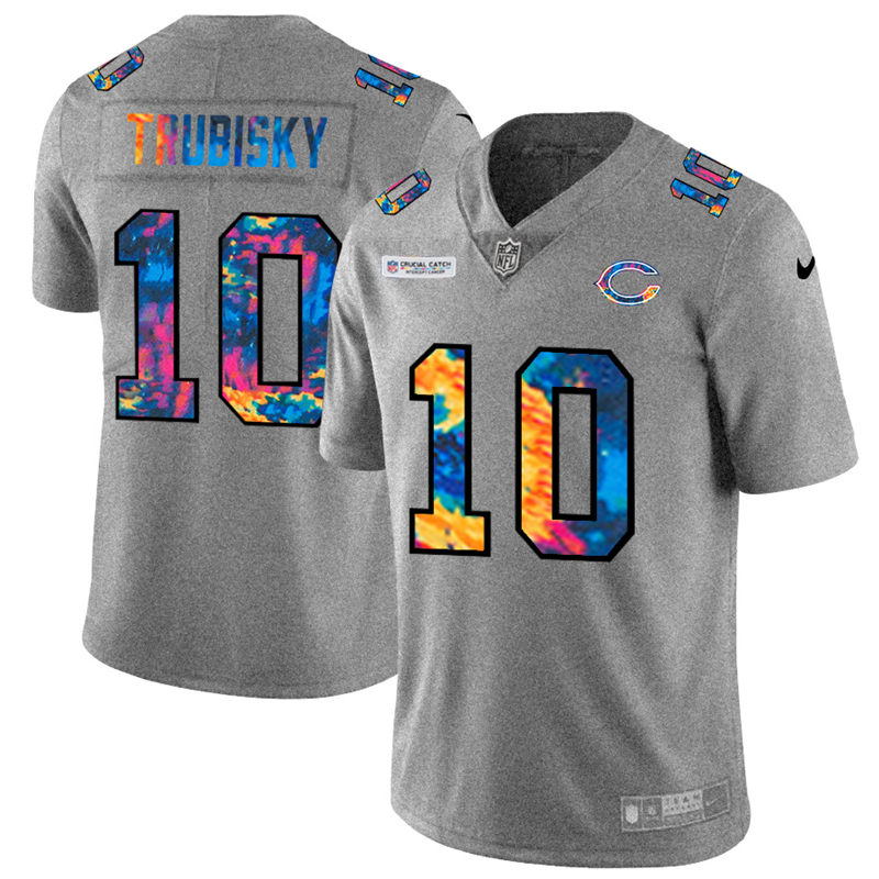 Chicago Bears 10 Mitchell Trubisky Men Nike Multi Color 2020 NFL Crucial Catch NFL Jersey Greyheathe