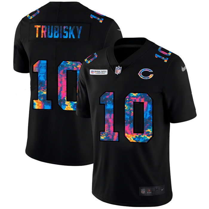 Chicago Bears 10 Mitchell Trubisky Men Nike Multi Color Black 2020 NFL Crucial Catch Vapor Untouchab