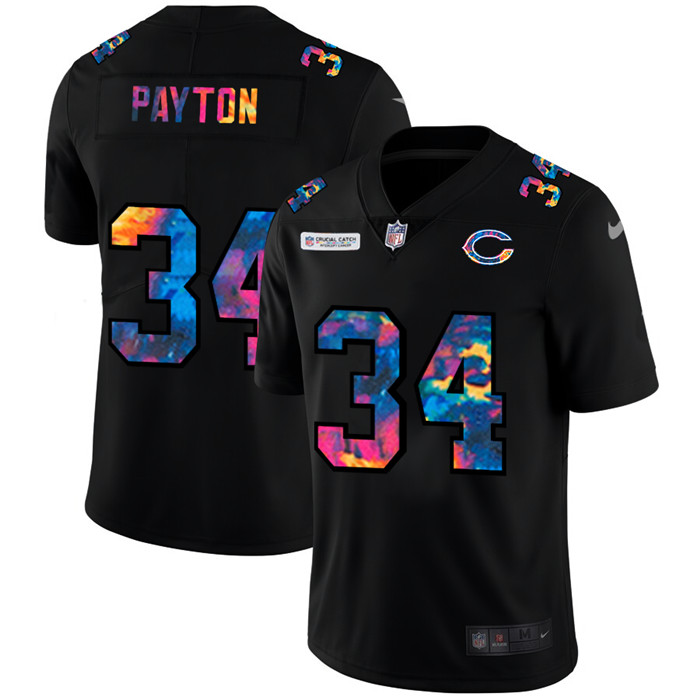 Chicago Bears 34 Walter Payton Men Nike Multi Color Black 2020 NFL Crucial Catch Vapor Untouchable L