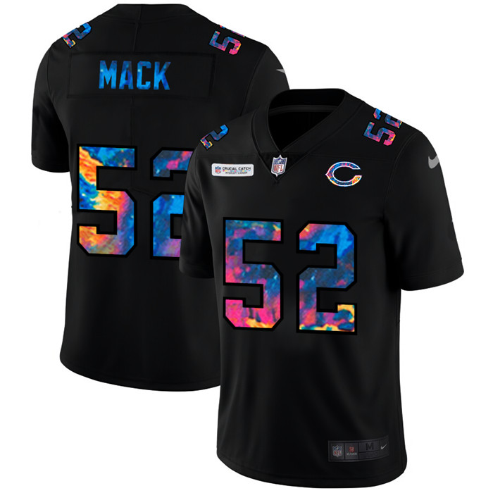 Chicago Bears 52 Khalil Mack Men Nike Multi Color Black 2020 NFL Crucial Catch Vapor Untouchable Lim