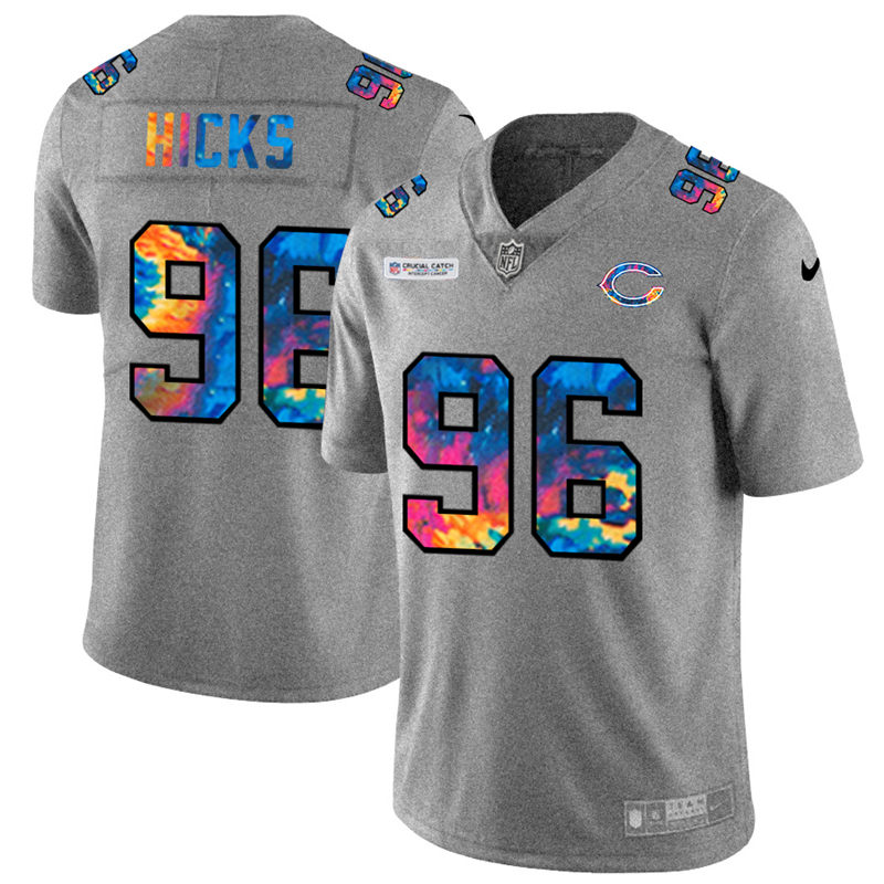 Chicago Bears 96 Akiem Hicks Men Nike Multi Color 2020 NFL Crucial Catch NFL Jersey Greyheather