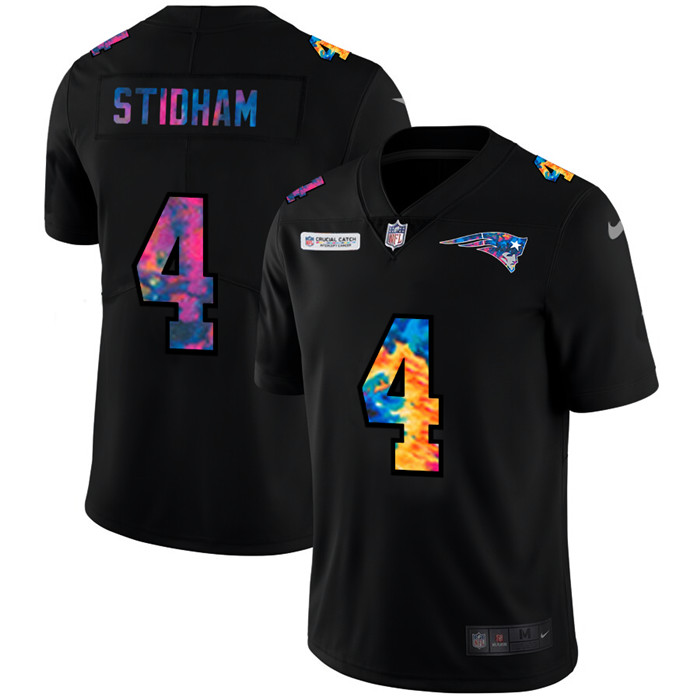 New England Patriots 4 Jarrett Stidham Men Nike Multi Color Black 2020 NFL Crucial Catch Vapor Untou