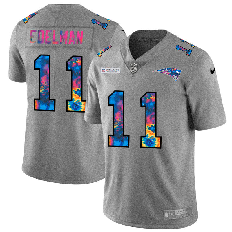 New England Patriots 11 Julian Edelman Men Nike Multi Color 2020 NFL Crucial Catch NFL Jersey Greyhe